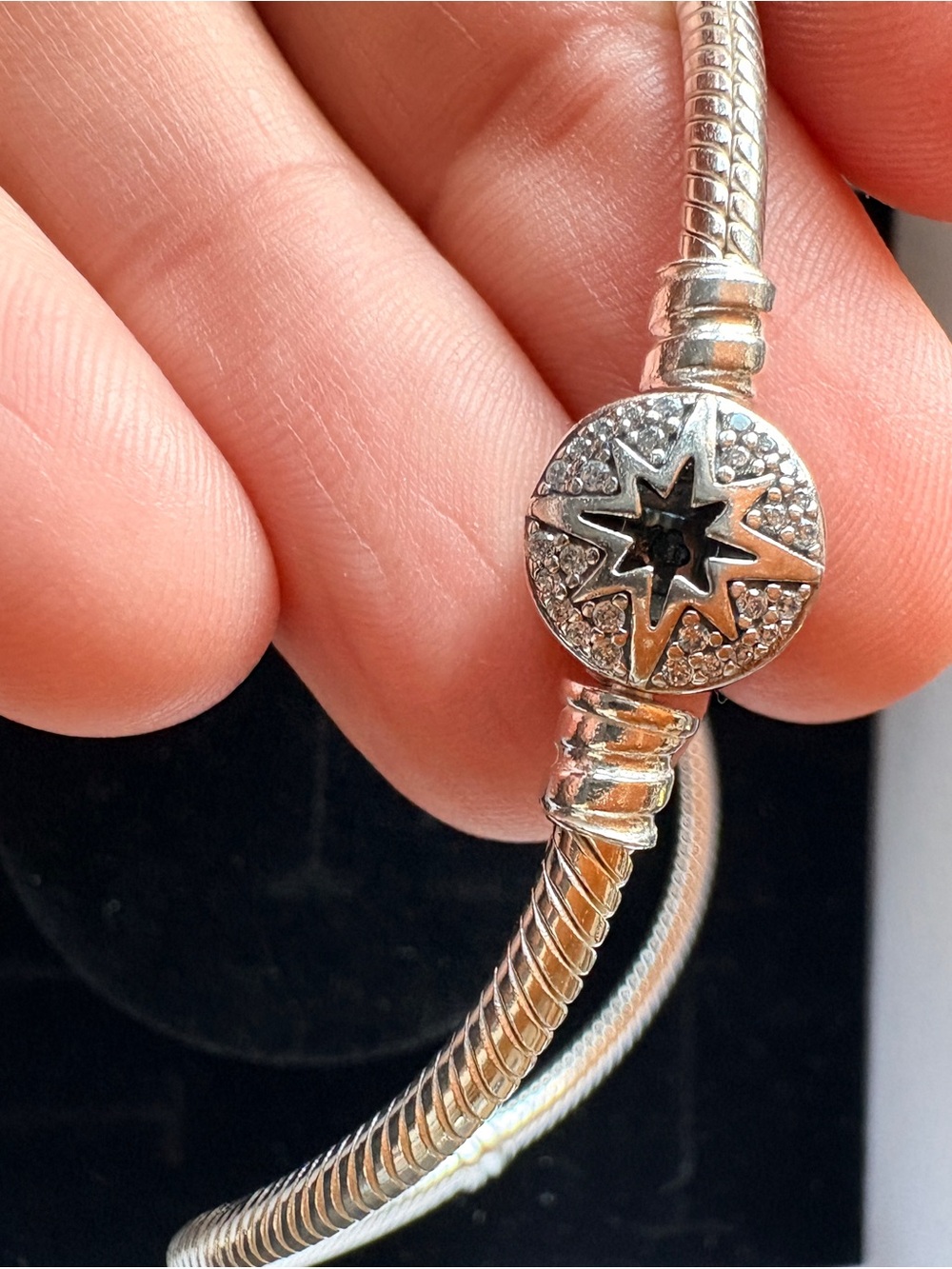 Pandora Silver North Star Clasp Snake Chain Bracelet